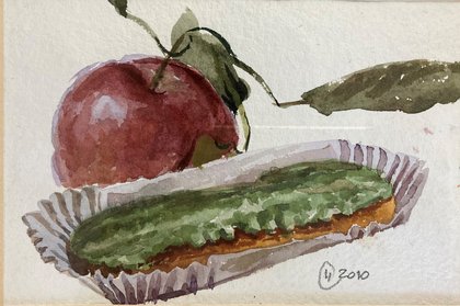 Яблоко и пирожное (2010, б.акв., 11.5x17, арт. 42К.049) - 1 700 ₽