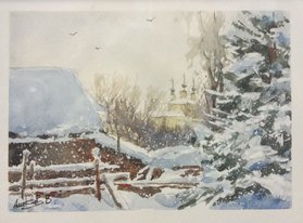 Зимний пейзаж (Ферапонтово) (2020, б.акв., 15x20, арт. 14.15) - 1 360 ₽
