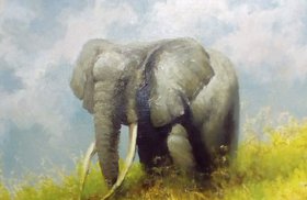 Слон (2019, х.м., 30x40, арт. 91.13) - 17 000 ₽