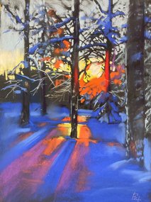 Морозный вечер (год не указан, бум.,темпера,пастель, 39x29, арт. 12К.65) - 5 100 ₽