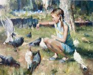 Кормление голубей (2026, х.м., 59x75, арт. 41к127) - 70 000 ₽