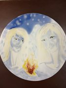 тарелка настенная ангелы-хранители (2017, фаянс, 21x21, арт. 1.18) - 1 800 ₽