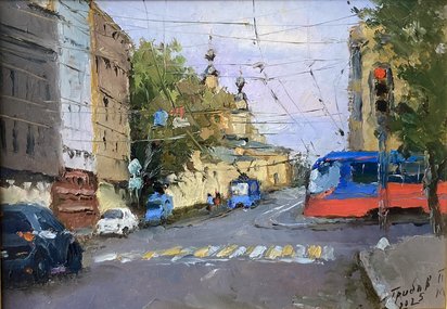 На Красносельской (2025, картон,масло, 16x22.5, арт. 86к26) - 26 000 ₽
