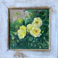 Лимонные розы (2021, х.м., 30x30, арт. 100К.9) - 7 700 ₽