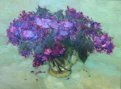 Сирень дачная махровая (2016, х.к.м., 30x40, арт. 74К.11) - 18 000 ₽