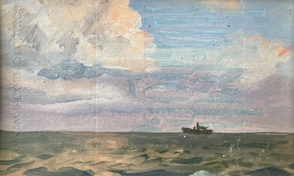 Облака над морем (1992, х.к.м., 14x22, арт. 42.01) - 3 400 ₽