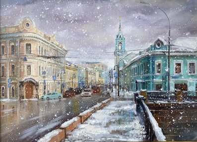 А снег идет... улица Пятницкая (2026, х.м., 40x55, арт. 88к56) - 20 000 ₽