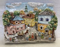 плакетка "Провинциальный городок" (2026, майолика, 16x21, арт. 79пМ12054) - 14 450 ₽