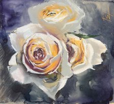 Белые розы (год не указан, бум.,акв.,пастель, 30x26.5, арт. 12.31) - 2 600 ₽