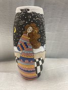 Ваза "Летающие люди" круглая (2025, керамика, 24x10, арт. 12пв21а) - 4 100 ₽