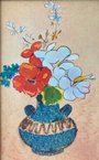 Цветы в синей вазе (2018, шелк г.б., 27x17, арт. 65.11) - 2 100 ₽