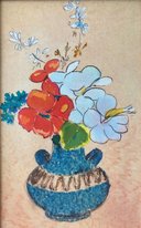 Цветы в синей вазе (2018, шелк г.б., 27x17, арт. 65К.11) - 2 100 ₽