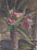 Тюльпаны на коричневом фоне (2017, б.акв., 30x50, арт. 75К.2) - 2 600 ₽