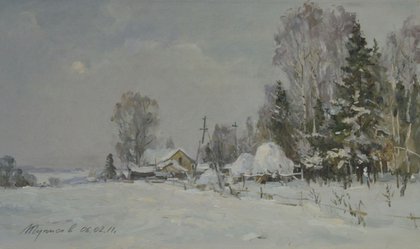 Заснеженный пейзаж (2011, х.м., 30x50, арт. 55.09) - 13 600 ₽