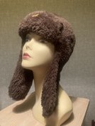 Шапочка-ушанка вязаная коричневая (2025, пряжа, 42x30, арт. 40пш38) - 3 500 ₽