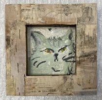 Картинка "Кот" (2026, смешанная техника, 9x8.5, арт. 17п12) - 600 ₽
