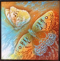 Бабочки (2020, х/б, г.батик,вышивка, 41x41, арт. 82.3) - 2 550 ₽