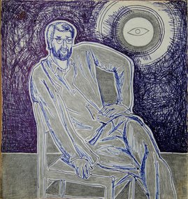 Мужской портрет (1970, б., кар., ручка, 23x22, арт. М01.49)