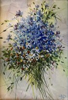 Синий букетик (2026, б.акв., 30x21, арт. 39к37) - 3 000 ₽