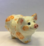 хрюшка бело-оранжевая (2020, фаянс, 5x8, арт. 29.25) - 200 ₽