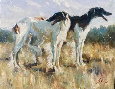 Русские борзые 2 (2026, х.м., 39x50, арт. 41к120) - 35 000 ₽