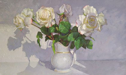 Белые розы (2020, х.м., 30x50, арт. 35.129) - 34 000 ₽