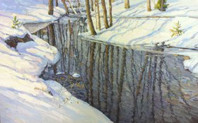 Ручей зимой (2014, х.м., 50x80, арт. 35.25) - 34 000 ₽