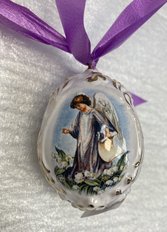 яйцо рельефное малое "Ангелочки" (2026, майолика, 6x4.5, арт. 79ПТ01114) - 1 700 ₽