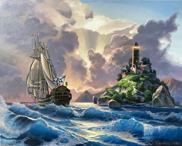 Маяк на острове (2026, х.м., 40x50, арт. 127к5) - 23 000 ₽