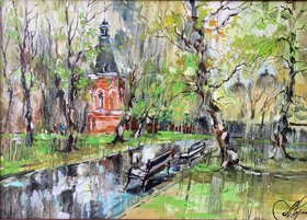 Парк у Покровского монастыря (2018, х.м., 50x70, арт. 01К.40) - 34 000 ₽