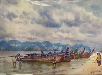 Тайские лодки (2026, б.акв., 28x38, арт. 109к10) - 6 000 ₽