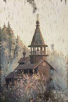Храм вознесения (год не указан, береста,масло, 30x21, арт. 52К.4) - 3 300 ₽