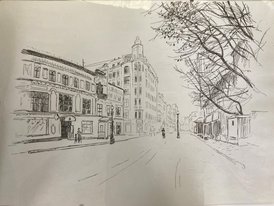 Скетч (эскиз) (год не указан, бумага,линер, 30x40, арт. 26К.014) - 1 700 ₽