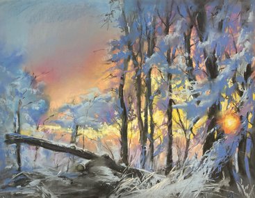 Зима в лесу (год не указан, бум.,темпера,пастель, 49x61, арт. 12К.33) - 8 500 ₽
