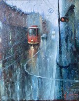 Дождь. Трамвай (2025, х.к.м., 50x40, арт. 41к111) - 30 600 ₽