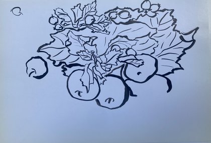 Яблоки и боярышник (год не указан, б тушь, 30x43, арт. 111к20) - 3 400 ₽