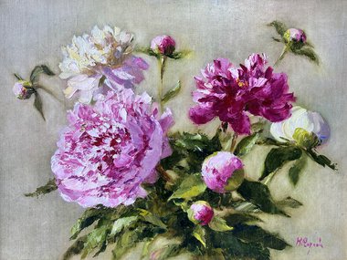 Пионы (2017, х.м., 30x40, арт. 104К.8) - 13 600 ₽
