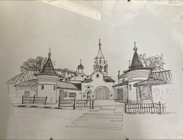 Скетч (эскиз) (год не указан, бумага,линер, 30x40, арт. 26К.011) - 3 000 ₽