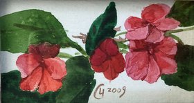 Красные цветы (2009, б.акв., 6x11, арт. 42К.065) - 4 400 ₽