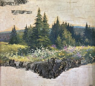 Вечереет (год не указан, береста,масло, 25x27, арт. 52.29) - 3 400 ₽