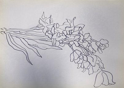 Букет тюльпанов (год не указан, б тушь, 30x43, арт. 111к5) - 3 400 ₽