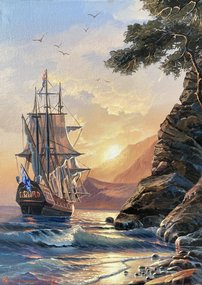 Рассвет в бухте (2026, х.м., 40x30, арт. 127к6) - 12 000 ₽